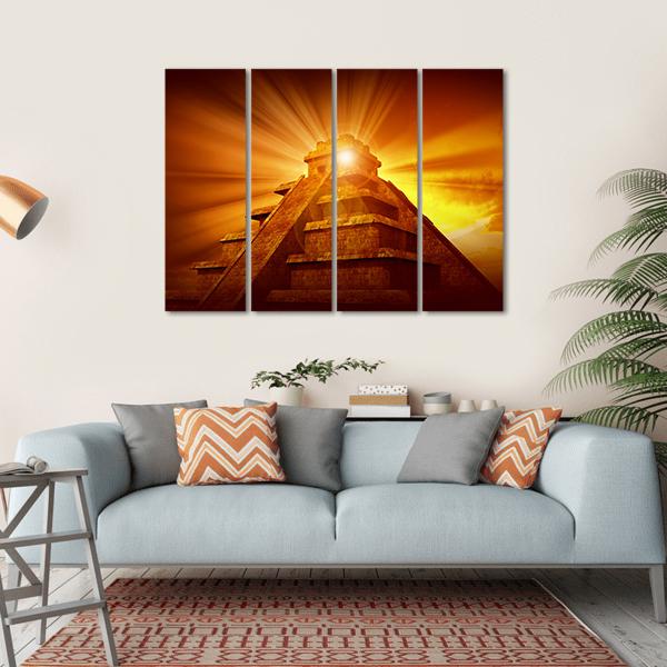 Mayan Mystery Pyramid Canvas Wall Art-4 Horizontal-Gallery Wrap-34" x 24"-Tiaracle