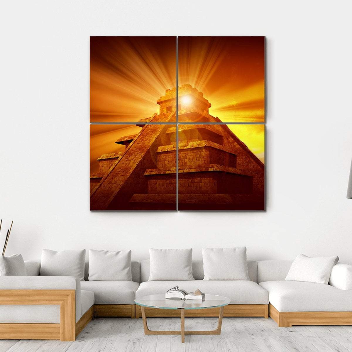 Mayan Mystery Pyramid Canvas Wall Art-4 Square-Gallery Wrap-17" x 17"-Tiaracle