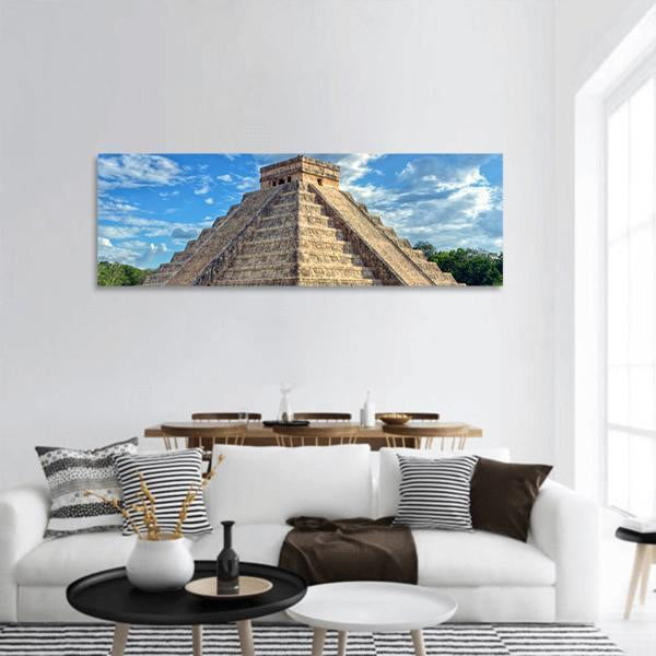 Mayan Pyramid Mexico Panoramic Canvas Wall Art-1 Piece-36" x 12"-Tiaracle