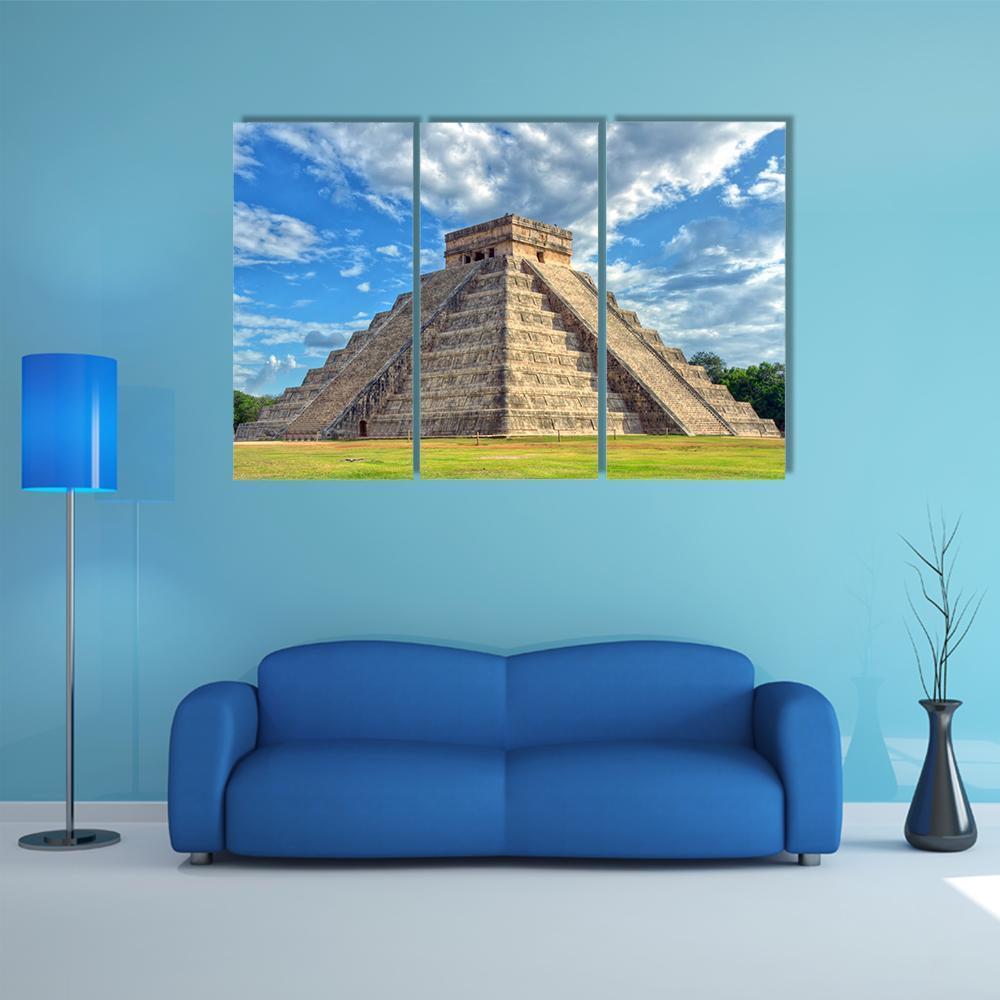 Mayan Pyramid Mexico Canvas Wall Art-3 Horizontal-Gallery Wrap-37" x 24"-Tiaracle