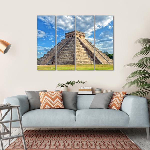 Mayan Pyramid Mexico Canvas Wall Art-4 Horizontal-Gallery Wrap-34" x 24"-Tiaracle