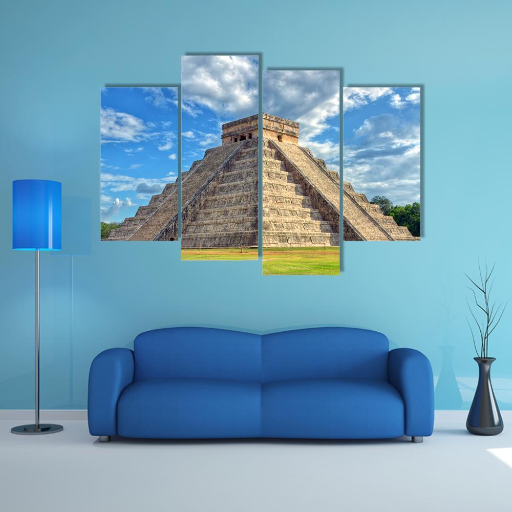 Mayan Pyramid Mexico Canvas Wall Art-4 Pop-Gallery Wrap-50" x 32"-Tiaracle