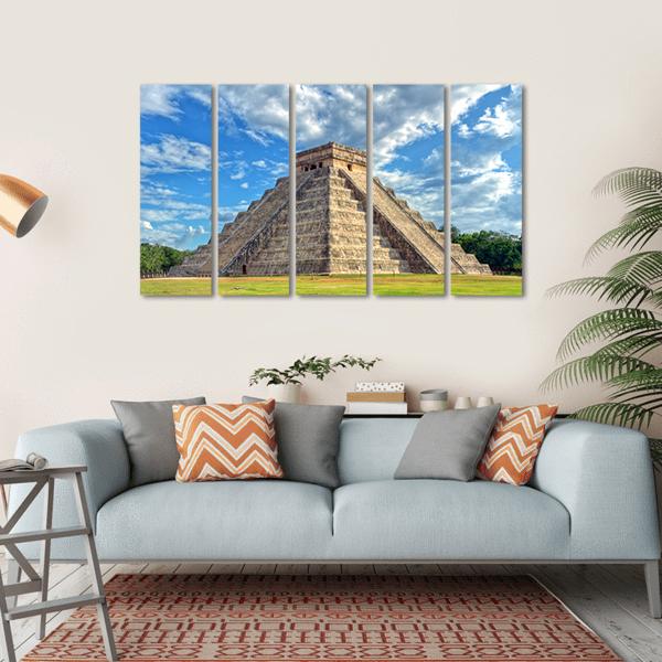 Mayan Pyramid Mexico Canvas Wall Art-5 Horizontal-Gallery Wrap-22" x 12"-Tiaracle