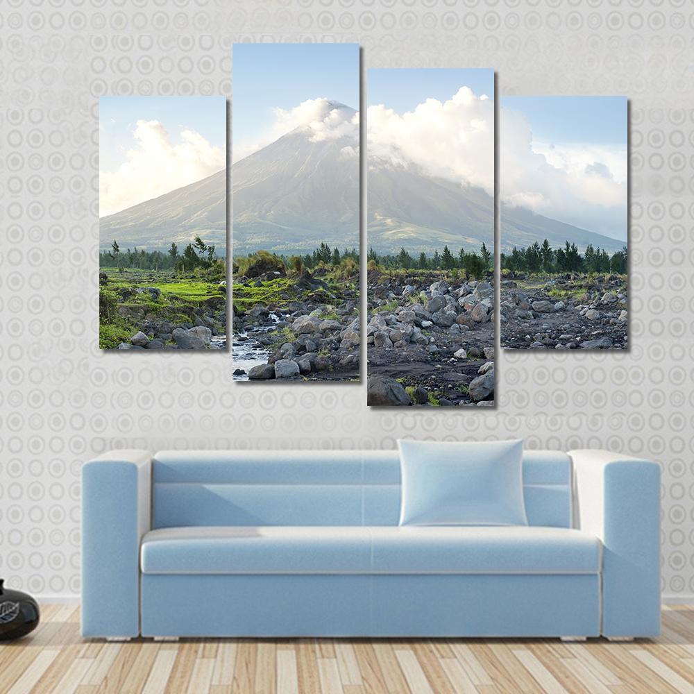 Mayon Volcano Philippines Canvas Wall Art-4 Pop-Gallery Wrap-50" x 32"-Tiaracle