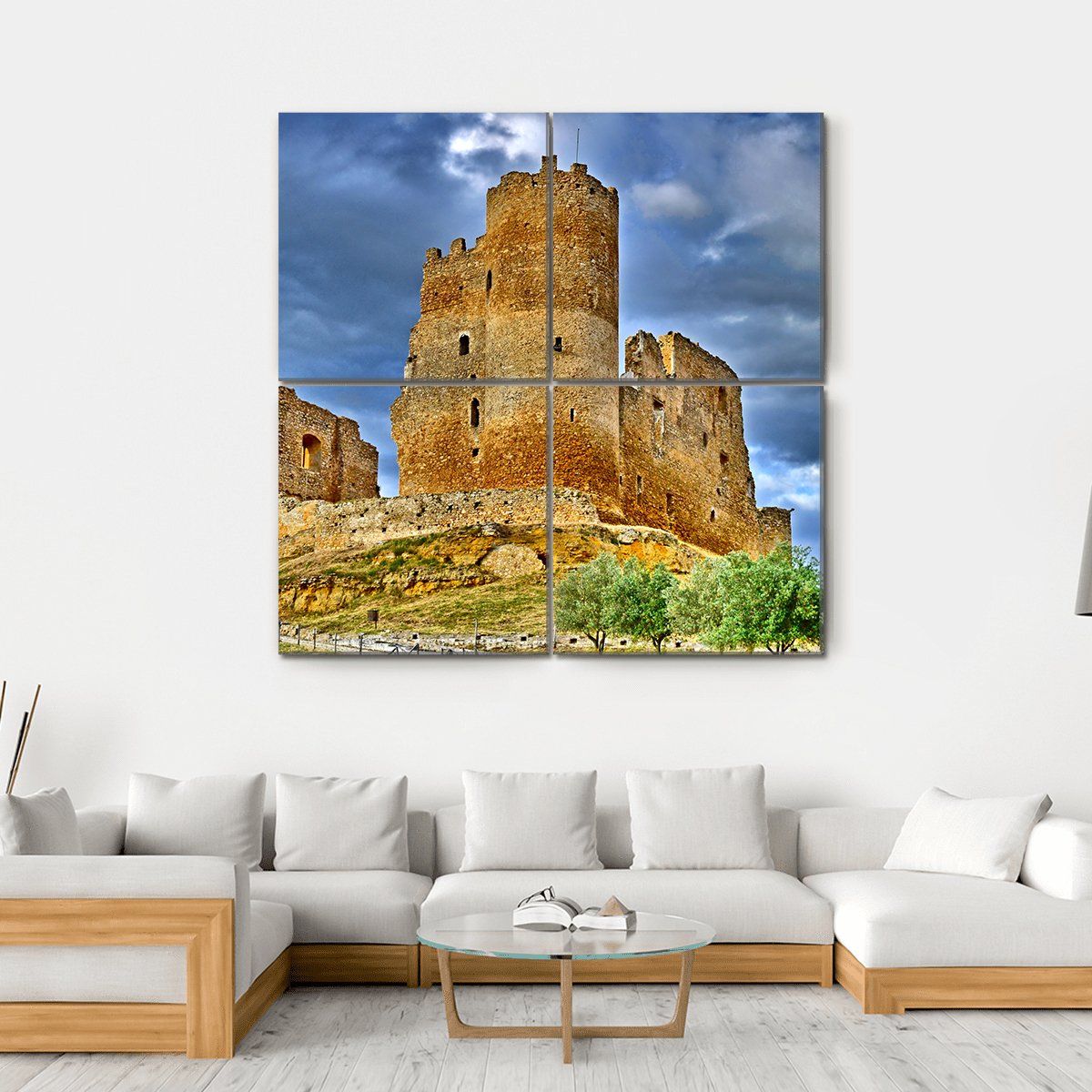 Mazzarino Medieval Castle Canvas Wall Art-4 Square-Gallery Wrap-17" x 17"-Tiaracle