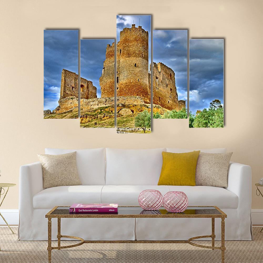 Mazzarino Medieval Castle Canvas Wall Art-5 Pop-Gallery Wrap-47" x 32"-Tiaracle