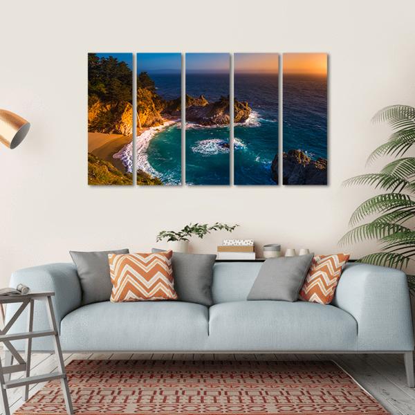 McWay Falls California Canvas Wall Art-5 Horizontal-Gallery Wrap-22" x 12"-Tiaracle