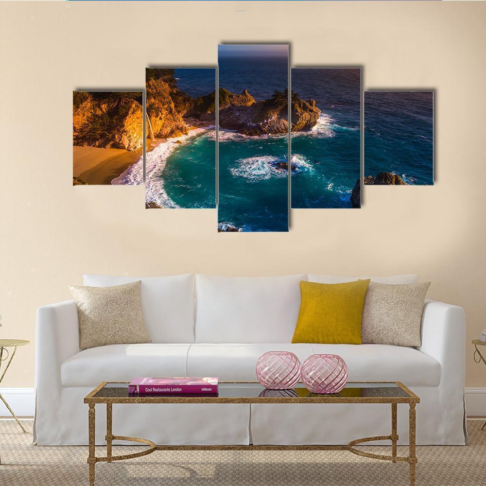 McWay Falls California Canvas Wall Art-5 Star-Gallery Wrap-62" x 32"-Tiaracle
