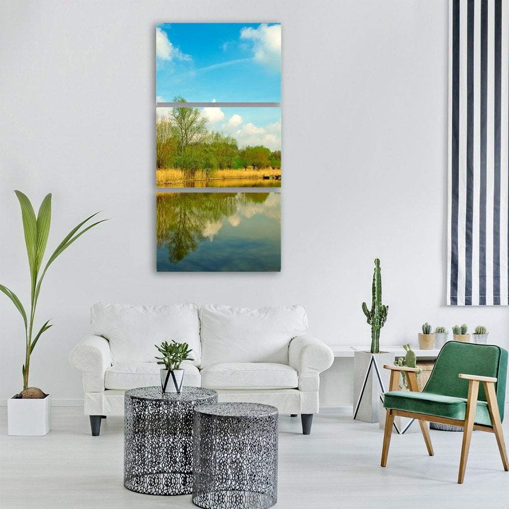 Meadow Land Trees Vertical Canvas Wall Art-3 Vertical-Gallery Wrap-12" x 25"-Tiaracle