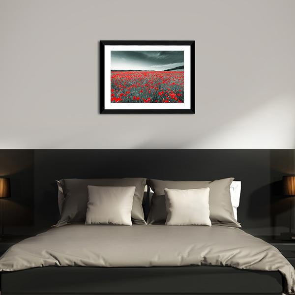 Meadow With Red Poppies Canvas Wall Art-3 Horizontal-Gallery Wrap-25" x 16"-Tiaracle