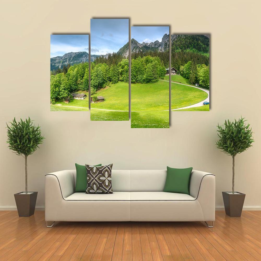Meadow With Road Canvas Wall Art-4 Pop-Gallery Wrap-50" x 32"-Tiaracle