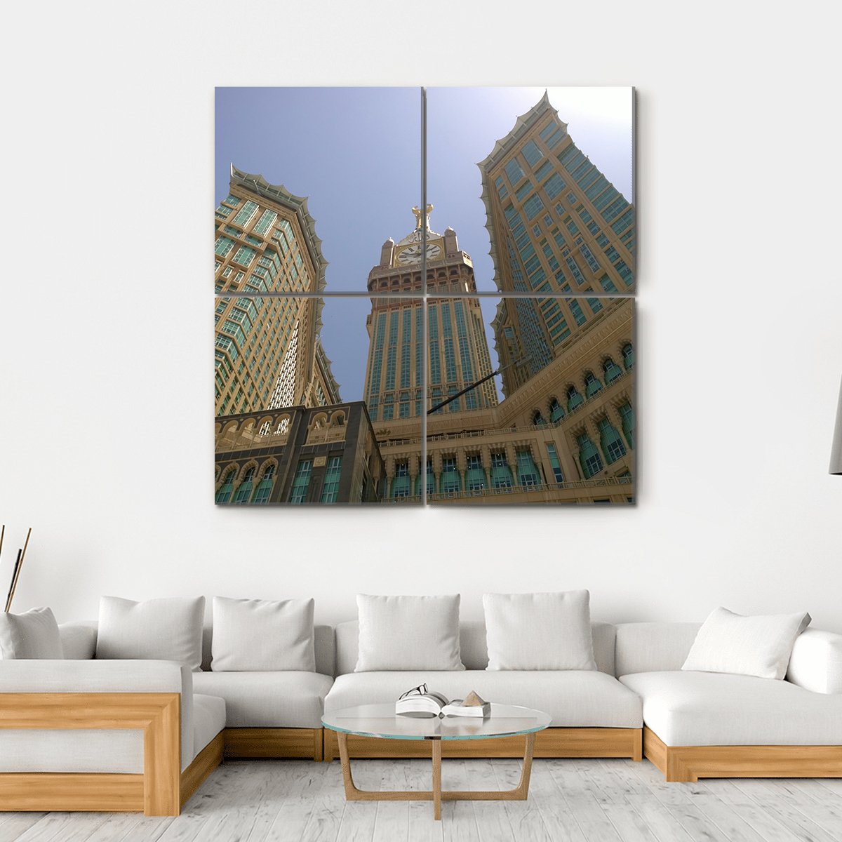 Mecca Clock Tower Canvas Wall Art-4 Square-Gallery Wrap-17" x 17"-Tiaracle