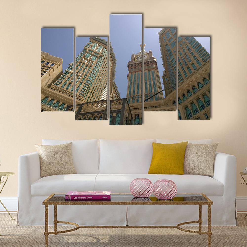 Mecca Clock Tower Canvas Wall Art-1 Piece-Gallery Wrap-48" x 32"-Tiaracle