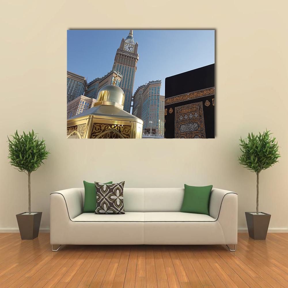 Clock Tower Mecca Canvas Wall Art-4 Pop-Gallery Wrap-50" x 32"-Tiaracle