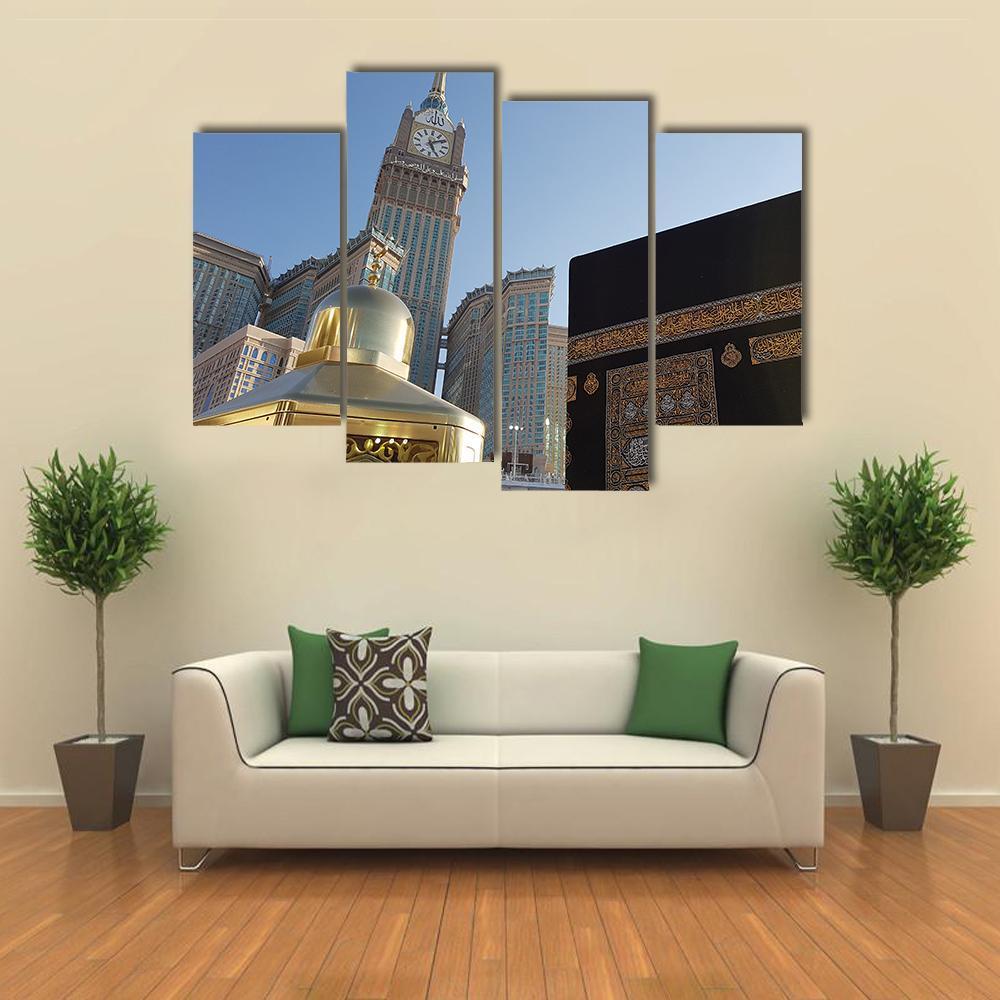Clock Tower Mecca Canvas Wall Art-4 Pop-Gallery Wrap-50" x 32"-Tiaracle