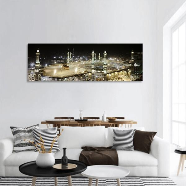 Mekah At Night Panoramic Canvas Wall Art-1 Piece-36" x 12"-Tiaracle