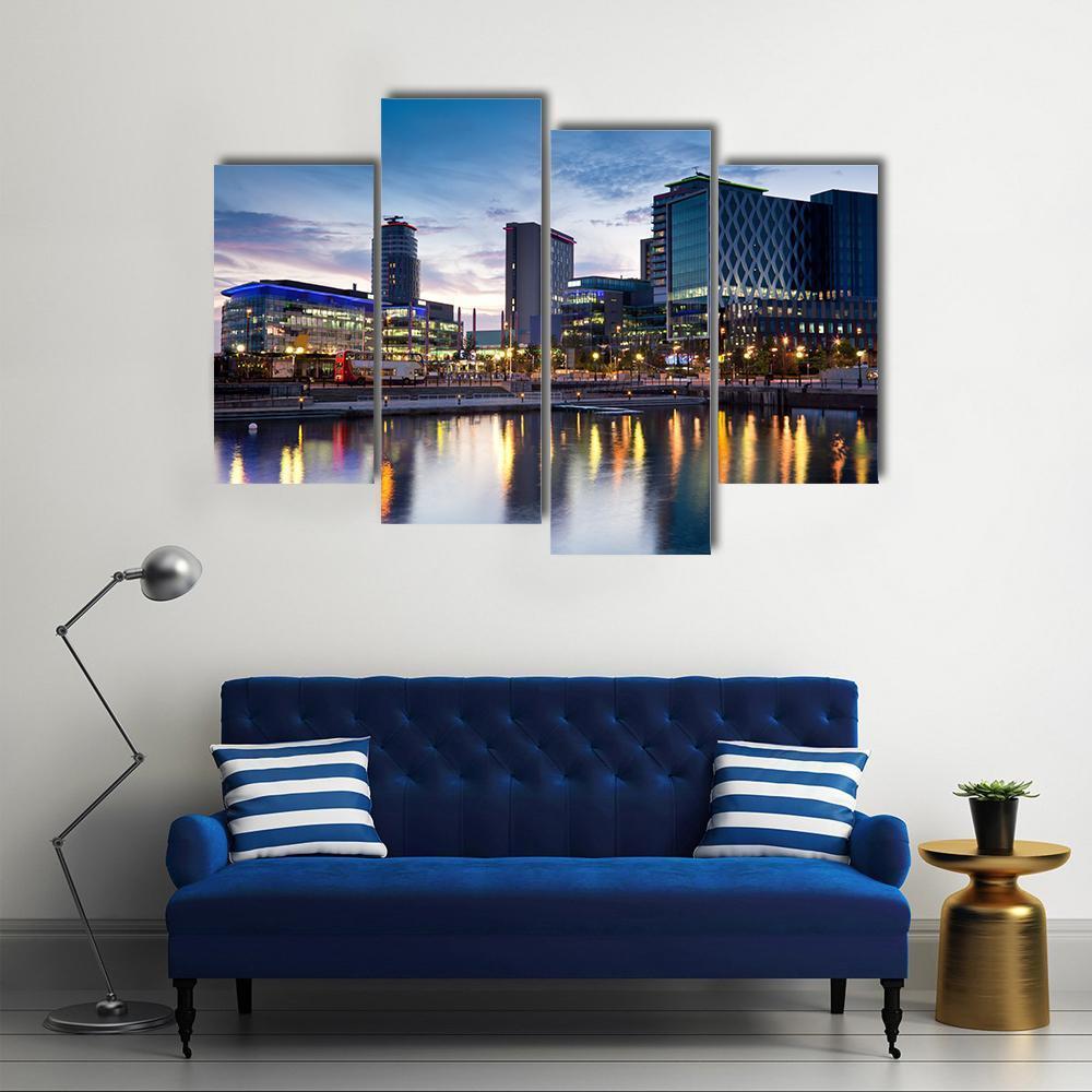 Media City On Salford Quays Canvas Wall Art-4 Pop-Gallery Wrap-50" x 32"-Tiaracle