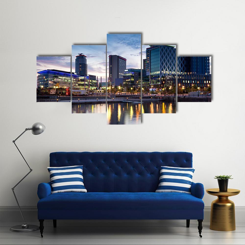 Media City On Salford Quays Canvas Wall Art-4 Pop-Gallery Wrap-50" x 32"-Tiaracle