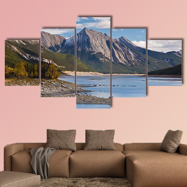 Medicine Lake Canada Canvas Wall Art-5 Star-Gallery Wrap-62" x 32"-Tiaracle