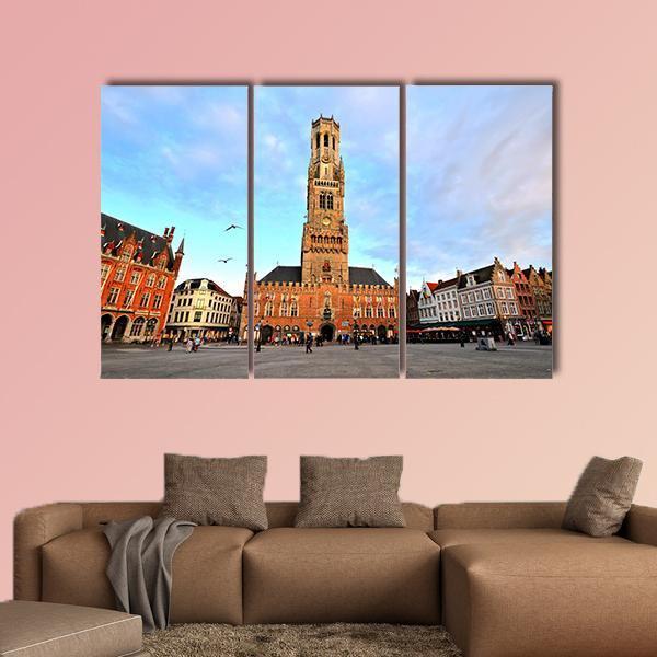 Belfry Of Bruges Canvas Wall Art-3 Horizontal-Gallery Wrap-25" x 16"-Tiaracle