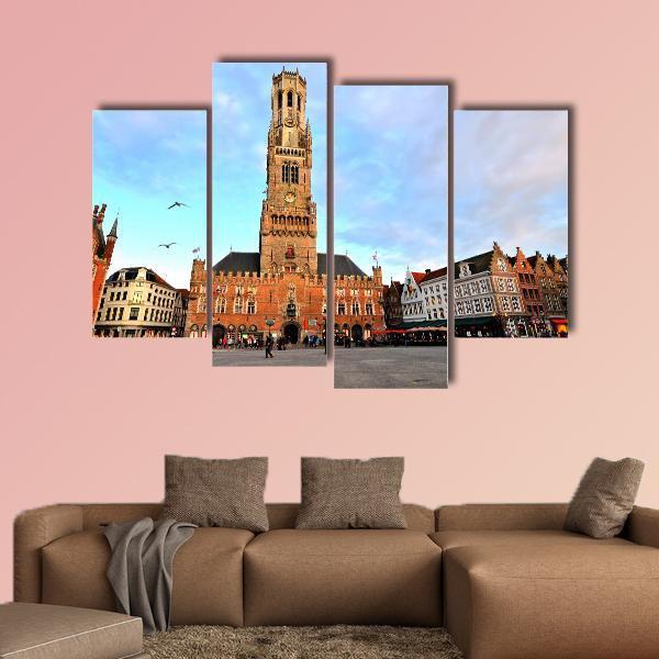 Belfry Of Bruges Canvas Wall Art-4 Pop-Gallery Wrap-50" x 32"-Tiaracle