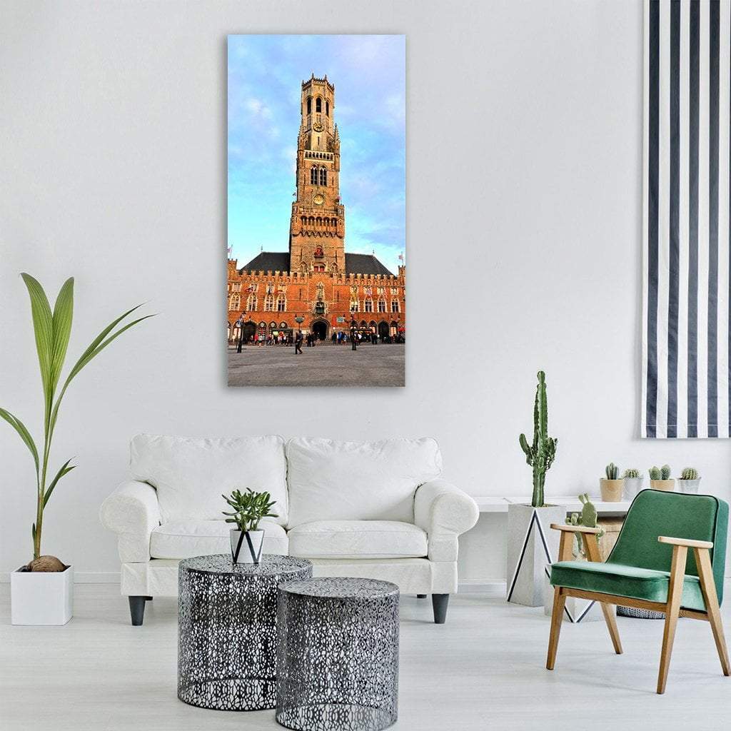 Belfry Of Bruges Vertical Canvas Wall Art-3 Vertical-Gallery Wrap-12" x 25"-Tiaracle