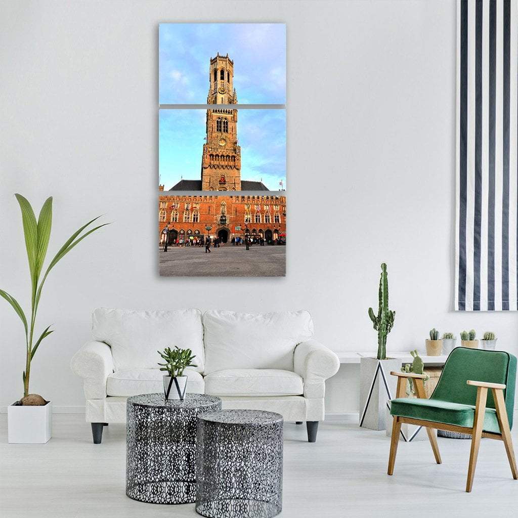 Belfry Of Bruges Vertical Canvas Wall Art-3 Vertical-Gallery Wrap-12" x 25"-Tiaracle