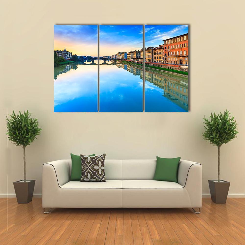 Carraia Medieval Bridge Canvas Wall Art-3 Horizontal-Gallery Wrap-37" x 24"-Tiaracle
