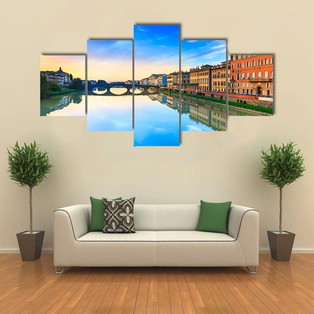 Carraia Medieval Bridge Canvas Wall Art-3 Horizontal-Gallery Wrap-37" x 24"-Tiaracle