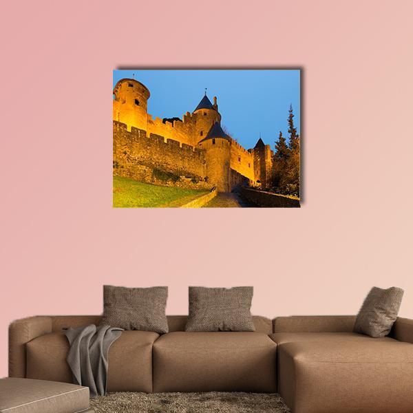 Medieval Castle In Twilight Canvas Wall Art-1 Piece-Gallery Wrap-48" x 32"-Tiaracle