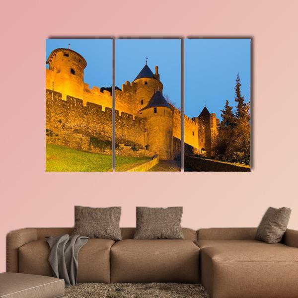 Medieval Castle In Twilight Canvas Wall Art-3 Horizontal-Gallery Wrap-37" x 24"-Tiaracle