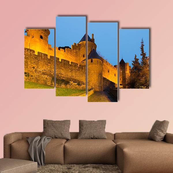 Medieval Castle In Twilight Canvas Wall Art-4 Pop-Gallery Wrap-50" x 32"-Tiaracle