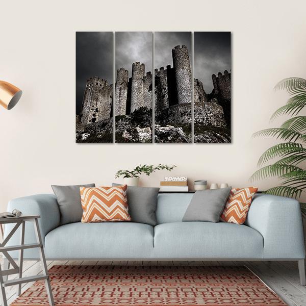 Medieval Castle At Night Canvas Wall Art-4 Horizontal-Gallery Wrap-34" x 24"-Tiaracle