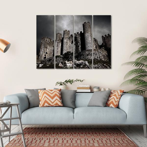 Medieval Castle At Night Canvas Wall Art-1 Piece-Gallery Wrap-36" x 24"-Tiaracle