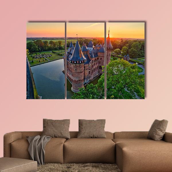 Medieval Castle In Netherlands Canvas Wall Art-3 Horizontal-Gallery Wrap-37" x 24"-Tiaracle