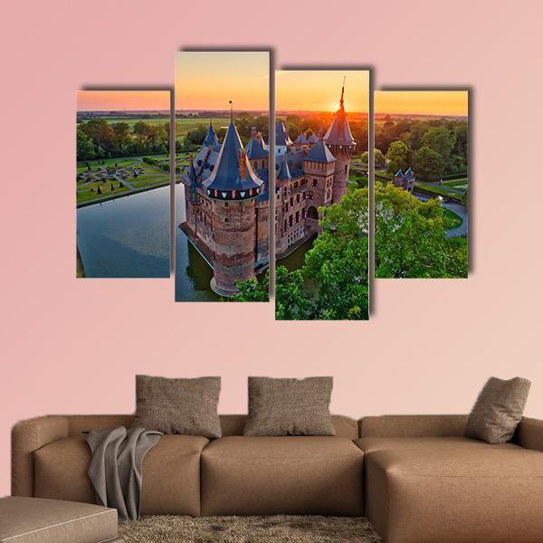 Medieval Castle In Netherlands Canvas Wall Art-4 Pop-Gallery Wrap-50" x 32"-Tiaracle