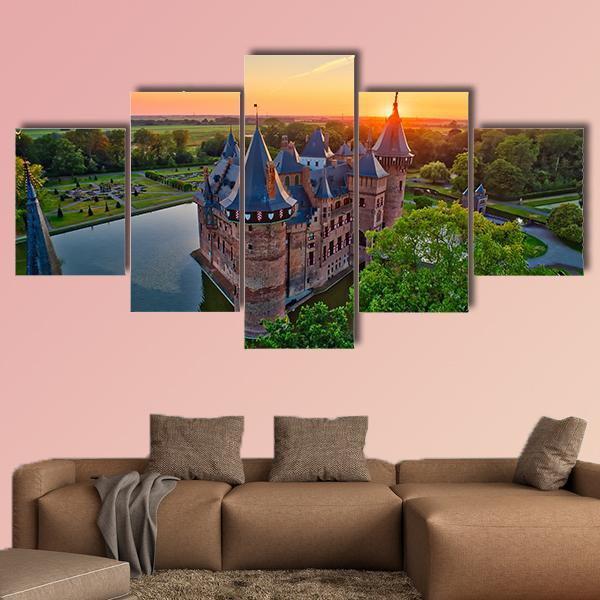 Medieval Castle In Netherlands Canvas Wall Art-5 Star-Gallery Wrap-62" x 32"-Tiaracle