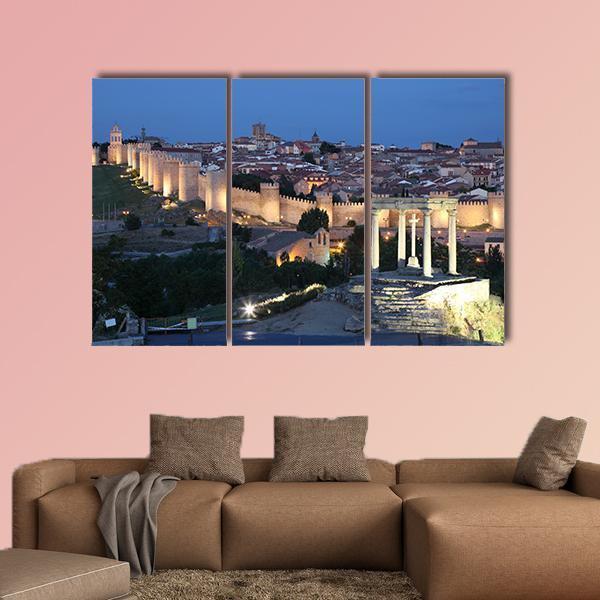 City Of Avila Spain Canvas Wall Art-3 Horizontal-Gallery Wrap-37" x 24"-Tiaracle