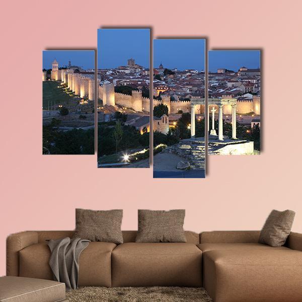 City Of Avila Spain Canvas Wall Art-4 Pop-Gallery Wrap-50" x 32"-Tiaracle