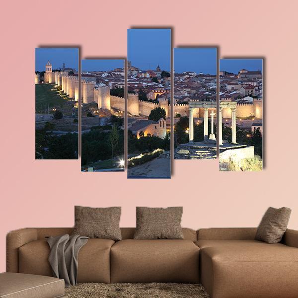City Of Avila Spain Canvas Wall Art-5 Pop-Gallery Wrap-47" x 32"-Tiaracle