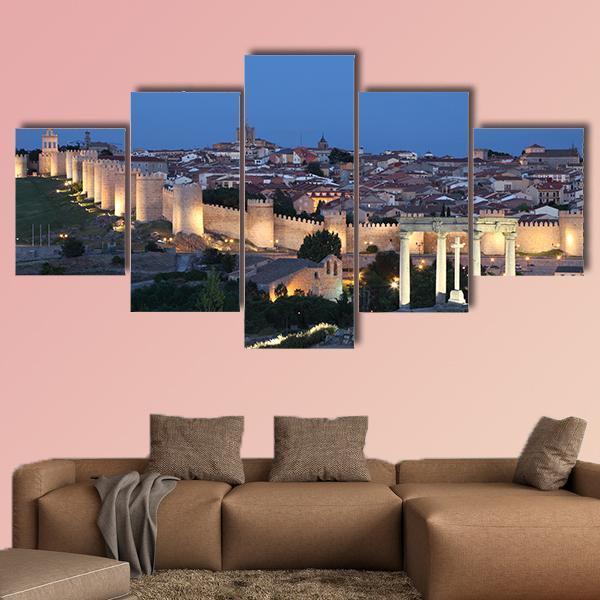 City Of Avila Spain Canvas Wall Art-5 Star-Gallery Wrap-62" x 32"-Tiaracle