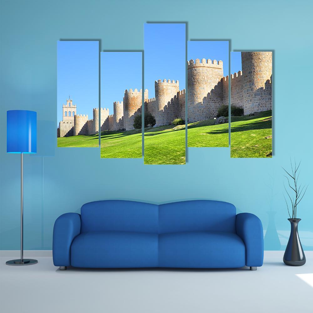 City Walls Of Avila Canvas Wall Art-5 Pop-Gallery Wrap-47" x 32"-Tiaracle