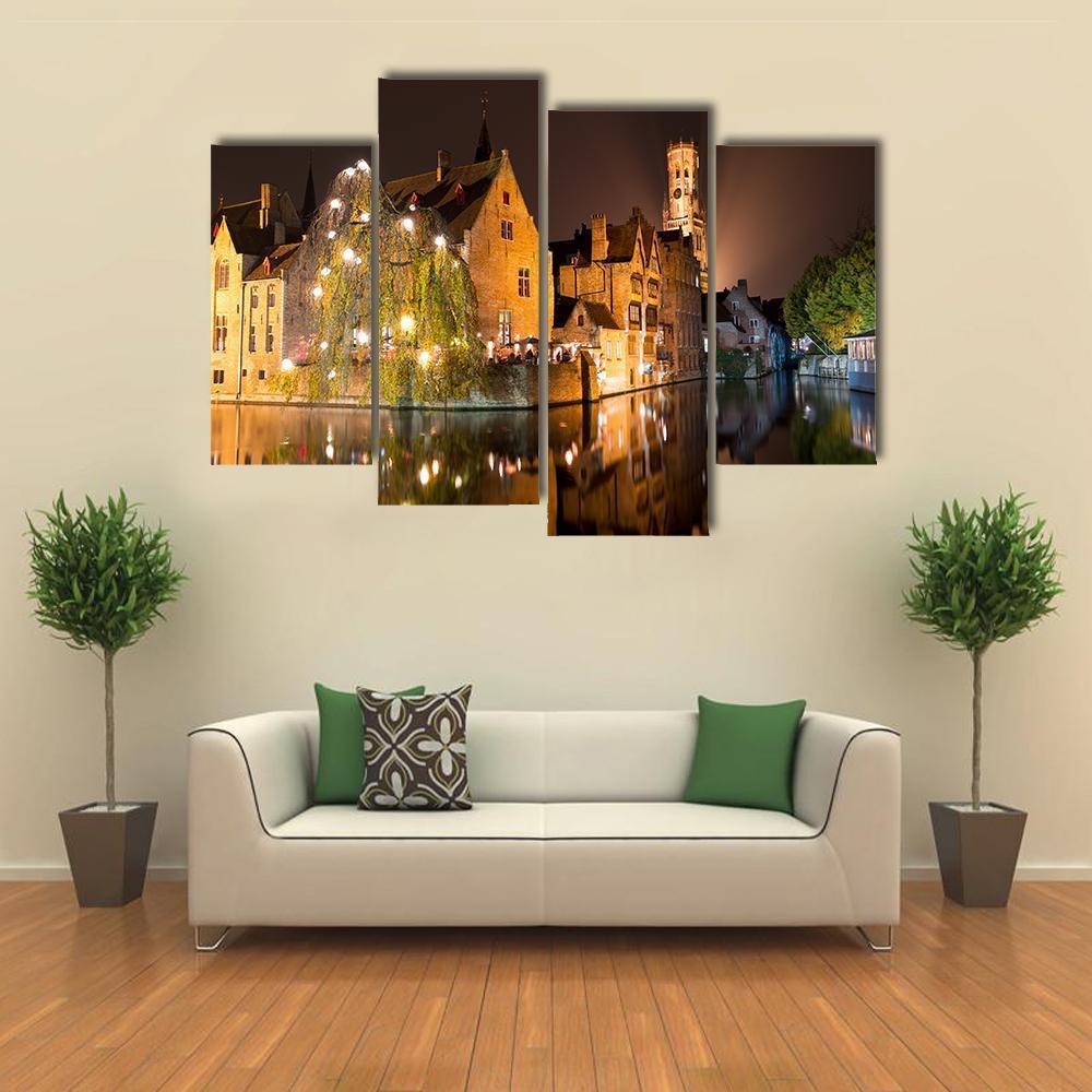 City With River Canal Canvas Wall Art-4 Pop-Gallery Wrap-50" x 32"-Tiaracle