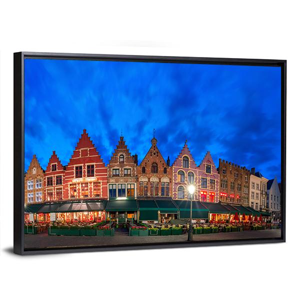Medieval Fairytale Town At Night Canvas Wall Art-3 Horizontal-Gallery Wrap-25" x 16"-Tiaracle