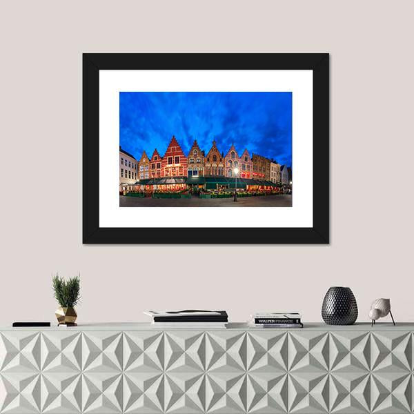 Medieval Fairytale Town At Night Canvas Wall Art-3 Horizontal-Gallery Wrap-25" x 16"-Tiaracle