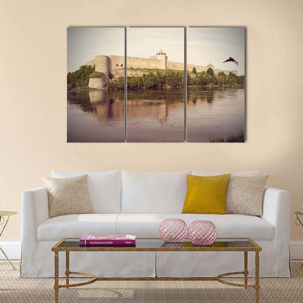 Fortress In Ivangorod Canvas Wall Art-3 Horizontal-Gallery Wrap-37" x 24"-Tiaracle