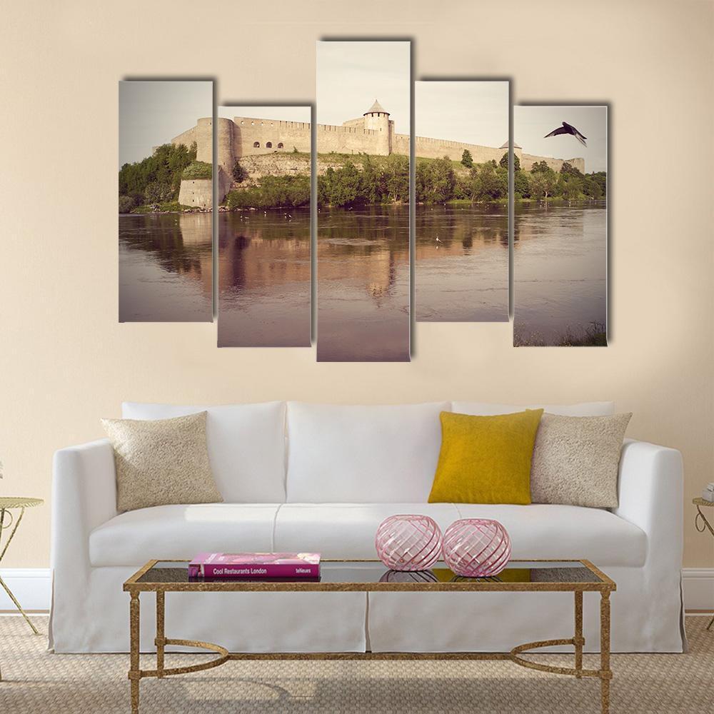 Fortress In Ivangorod Canvas Wall Art-5 Pop-Gallery Wrap-47" x 32"-Tiaracle