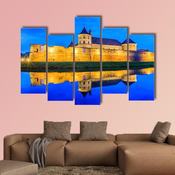 Fagaras Fortress Romania Canvas Wall Art-5 Pop-Gallery Wrap-47" x 32"-Tiaracle