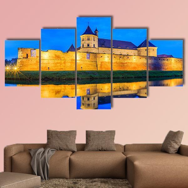 Fagaras Fortress Romania Canvas Wall Art-5 Star-Gallery Wrap-62" x 32"-Tiaracle