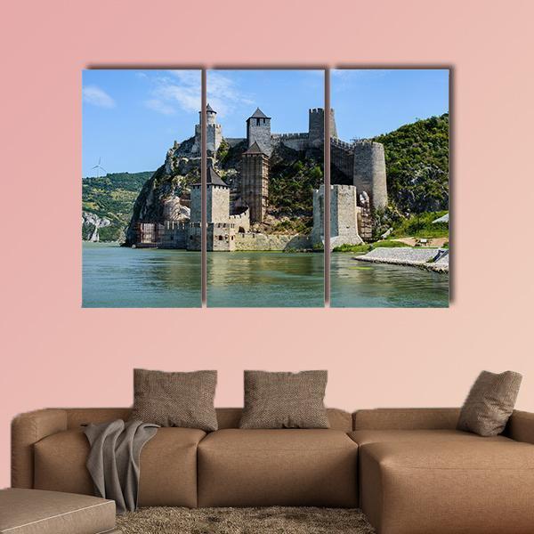 Medieval Golubac Fortress Canvas Wall Art-3 Horizontal-Gallery Wrap-37" x 24"-Tiaracle